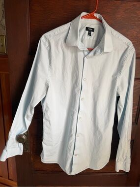 Express Light Blue Men's Dress Shirt - Slim Collar